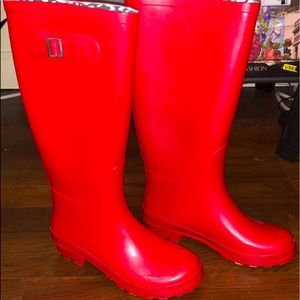 Red rain boots